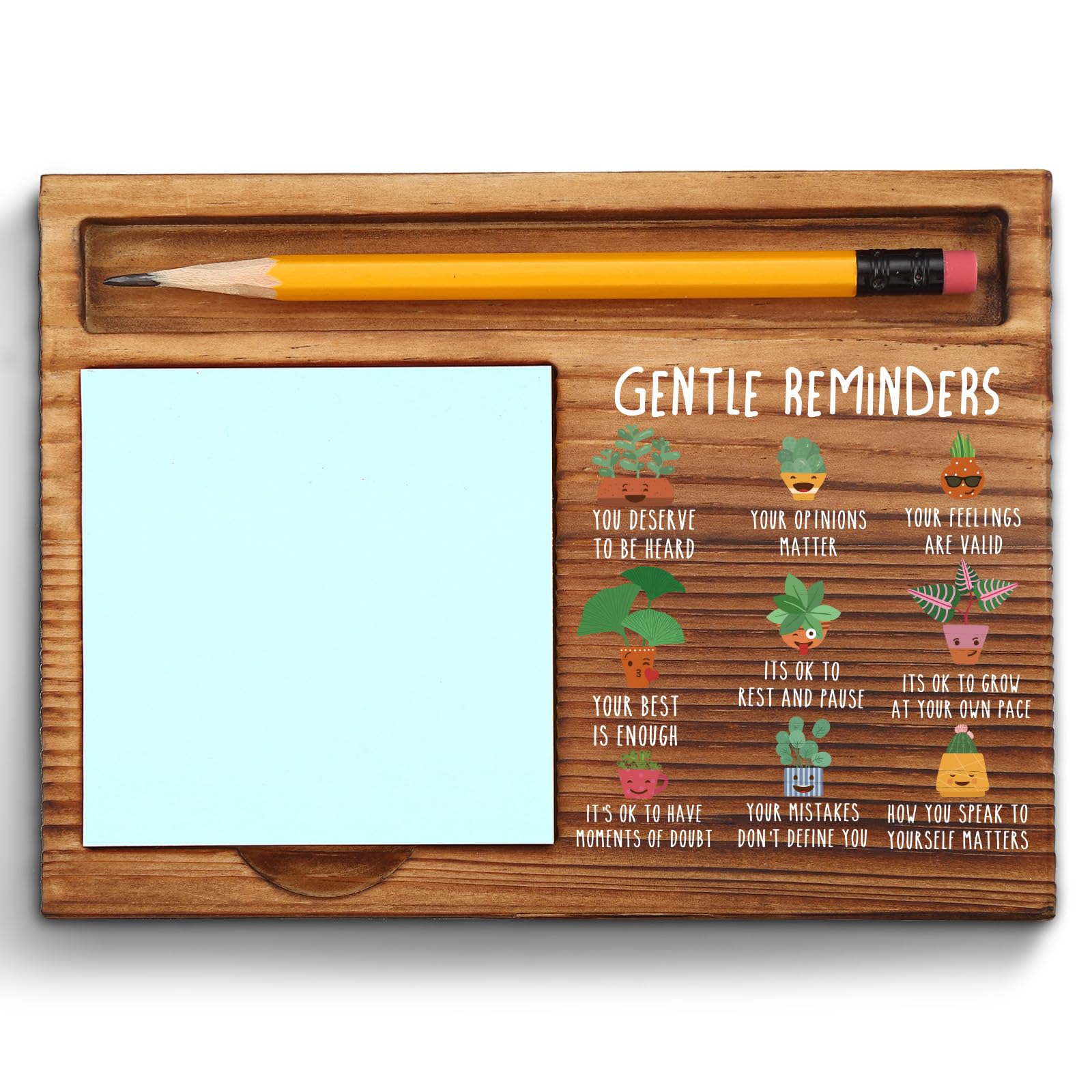 Gentle Reminders Positive Affirmations Sticky Note Holder, Mental Health Gifts for Therapy Office School Counselor, Self Love Co