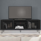 Better Home Products Frizz Mid-Century Modern TV Stand for up to 70 Inches TV in Black/Easy Assembly