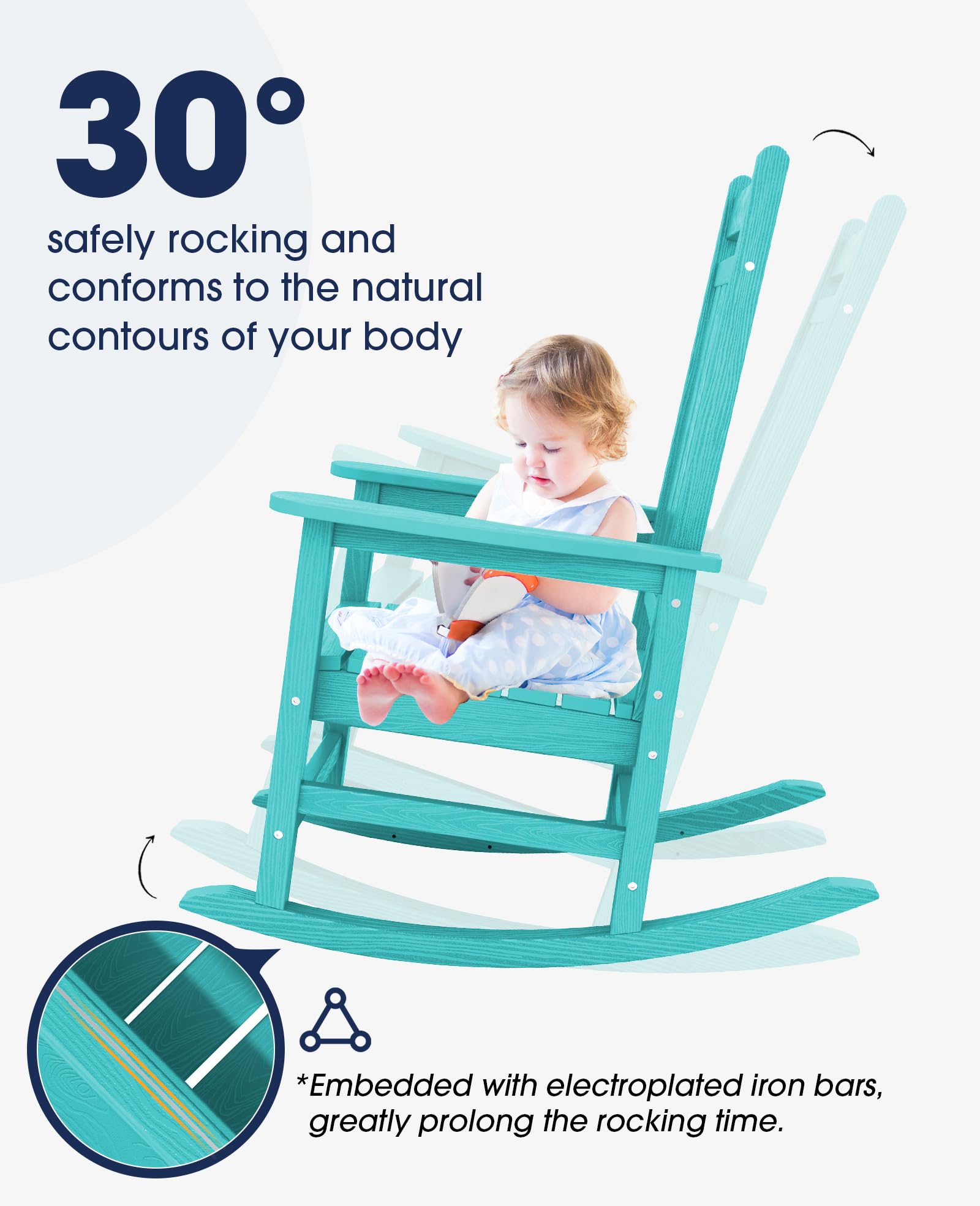 Kingyes Outdoor Patio Rocking Chair Set Of 2, Aruba