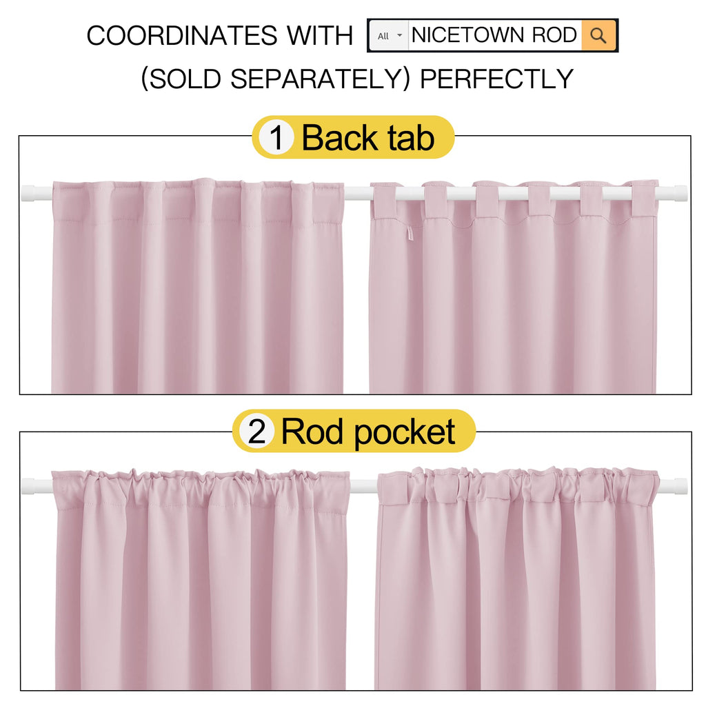 Nicetown Blackout Curtain Panels Window Draperies - (Greyish Blue Color) 52X84 Inch, 2 Pieces, Insulating Room Darkening Blackout Drapes For Bedroom
