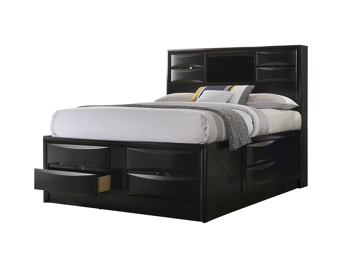 Coaster Home Furnishings Briana Transitional Wood Queen Size Storage Bookcase Bed Frame Platform Bed 56-Inch Headboard Black 202701Q