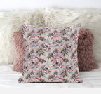 HomeRoots Red Yellow Aqua 18' Lavender Pink Roses Zippered Suede Throw Pillow