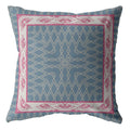 HomeRoots 18' Pink Blue Nest Ornate Frame Suede Throw Pillow