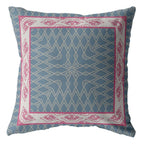 HomeRoots 18' Pink Blue Nest Ornate Frame Suede Throw Pillow
