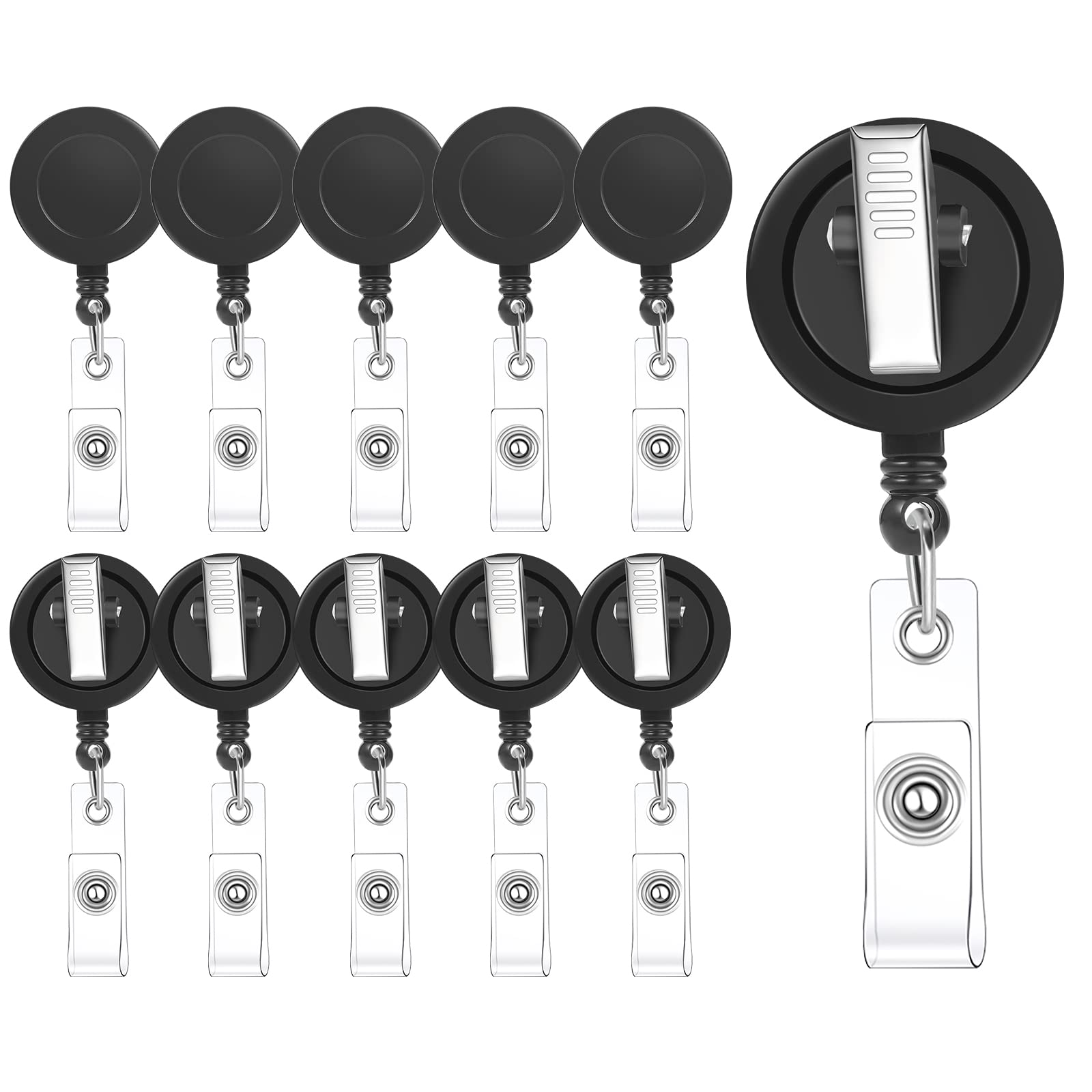 30 Pieces Retractable Badge Reels With Swivel Alligator Clip, Badge Reels Holder Badge Reel Clips For Nurse Teacher Office(Black