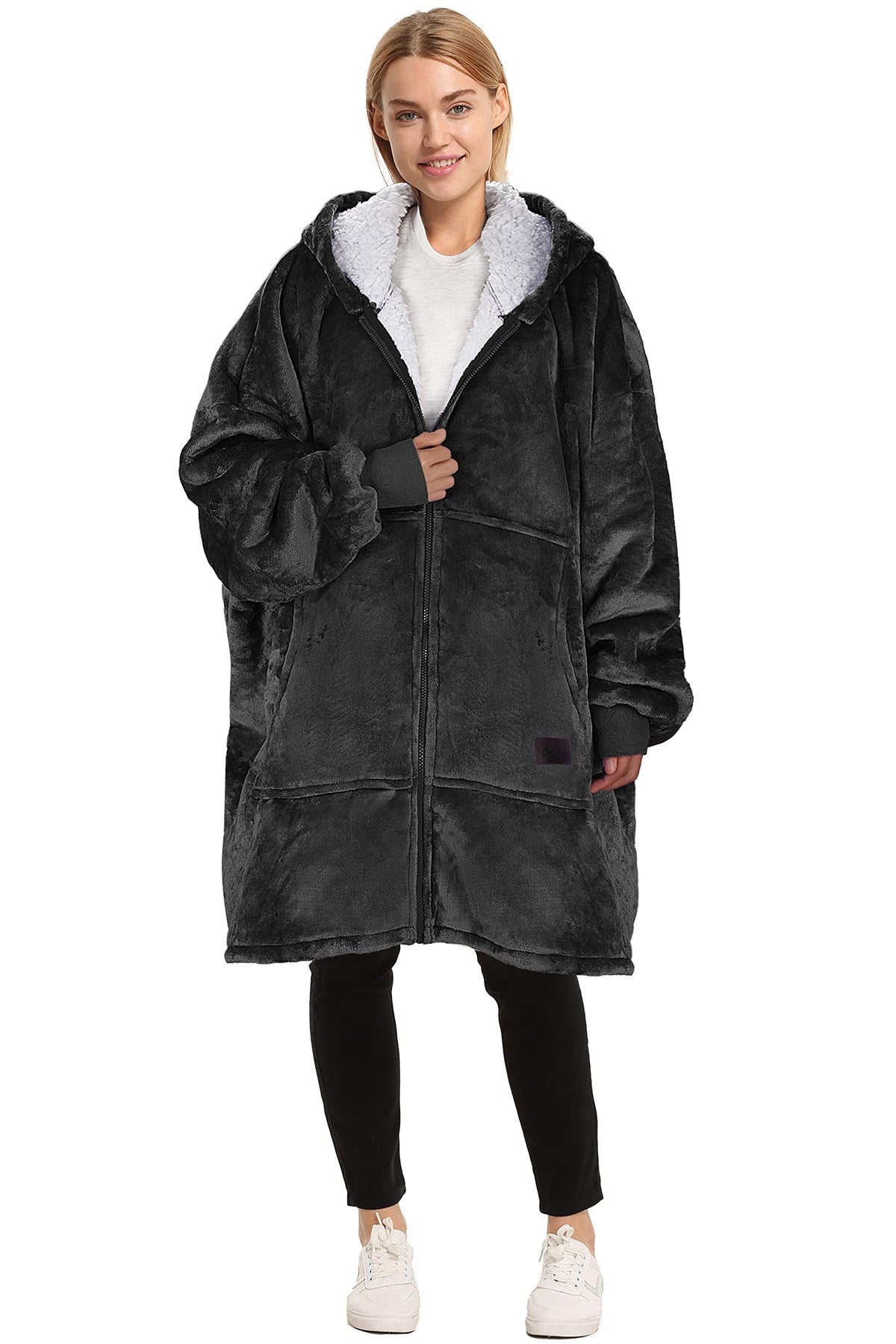 Catalonia Zip Up Blanket Hoodie Sweatshirt, Oversized Sherpa Pullover Jacket Coat For Men Women, Comfortable Gift For Her