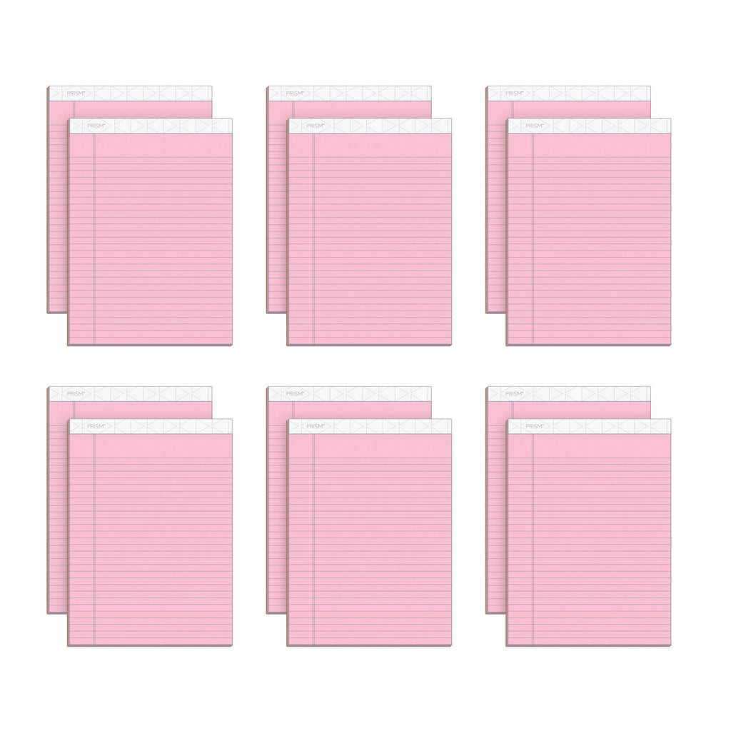 Tops Prism Writing Pads, 8-1/2' X 11-3/4', Legal Rule, Pink, Perforated, 50 Sheets, 12 Pack (63150)