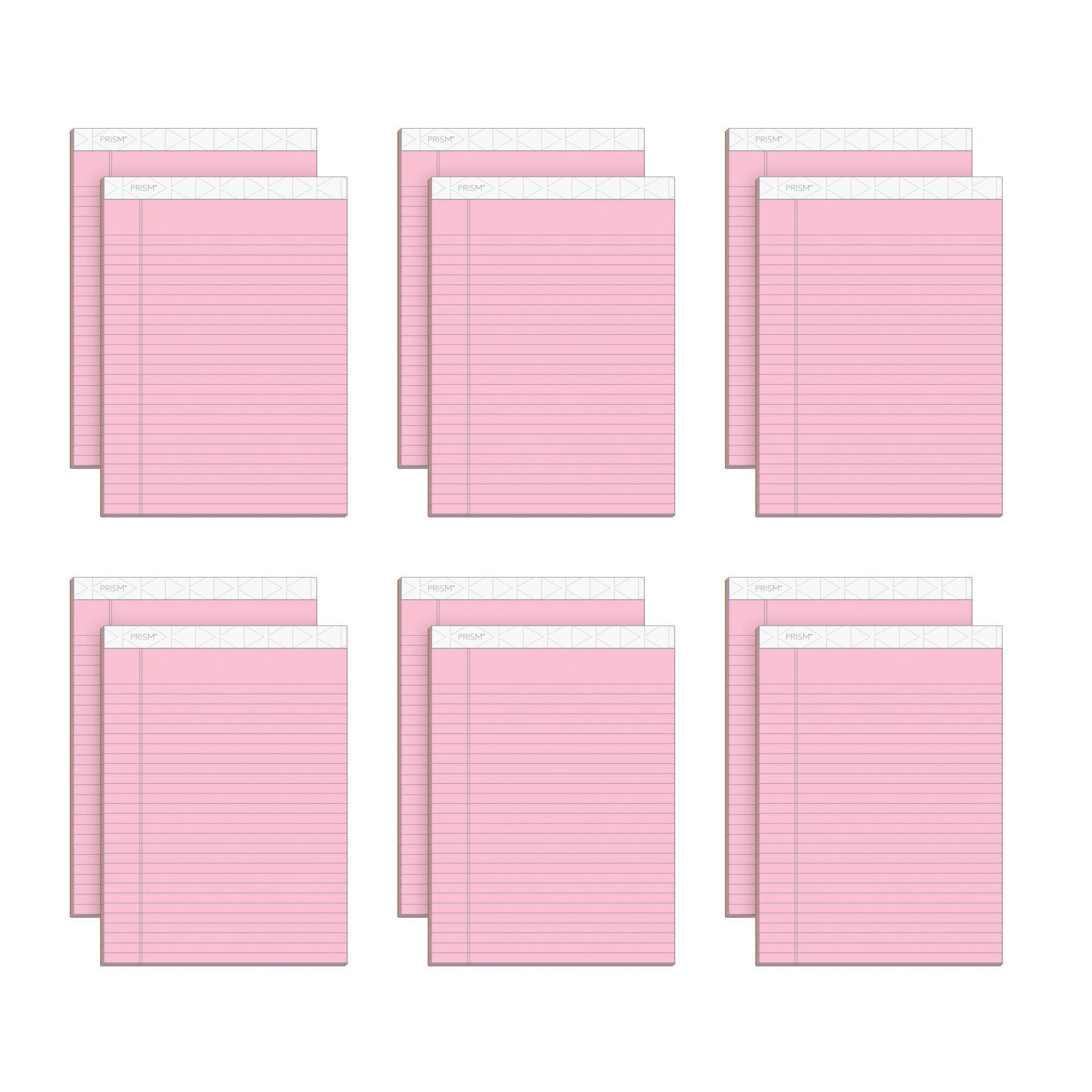Tops Prism Writing Pads, 8-1/2' X 11-3/4', Legal Rule, Pink, Perforated, 50 Sheets, 12 Pack (63150)
