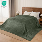 Phf Oversized King Fleece Blanket 120'X120', No Shed No Pilling Big Soft Blanket, Extra Large 10'X 10' Lightweight Blanket For Bed, Sofa Travel And Camping, Suitable For All Season, Olive Green