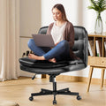 Gtracing Criss Cross Chair With Wheels, Extra Wide Armless Comfy Desk Chair For Home Office Bed Room, 2 Layer Cushion Large Seat