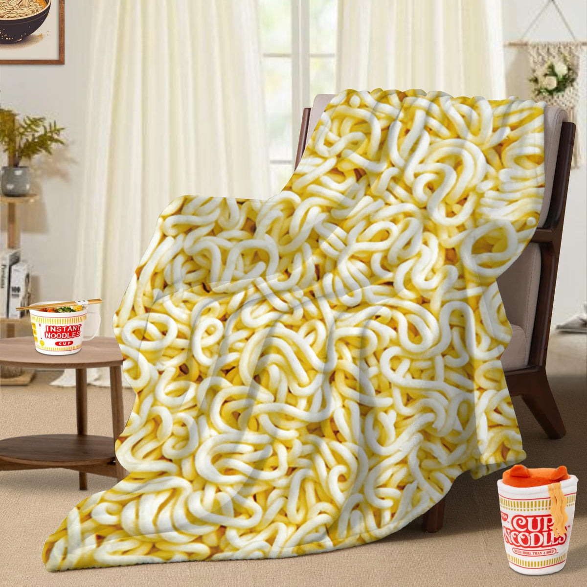 Sofevaim Noodles Ramen Blanket Realistic Food Blanket, Dad Blanket Birthday Gifts For Son From Dad, Funny Throw Blanket For Couc