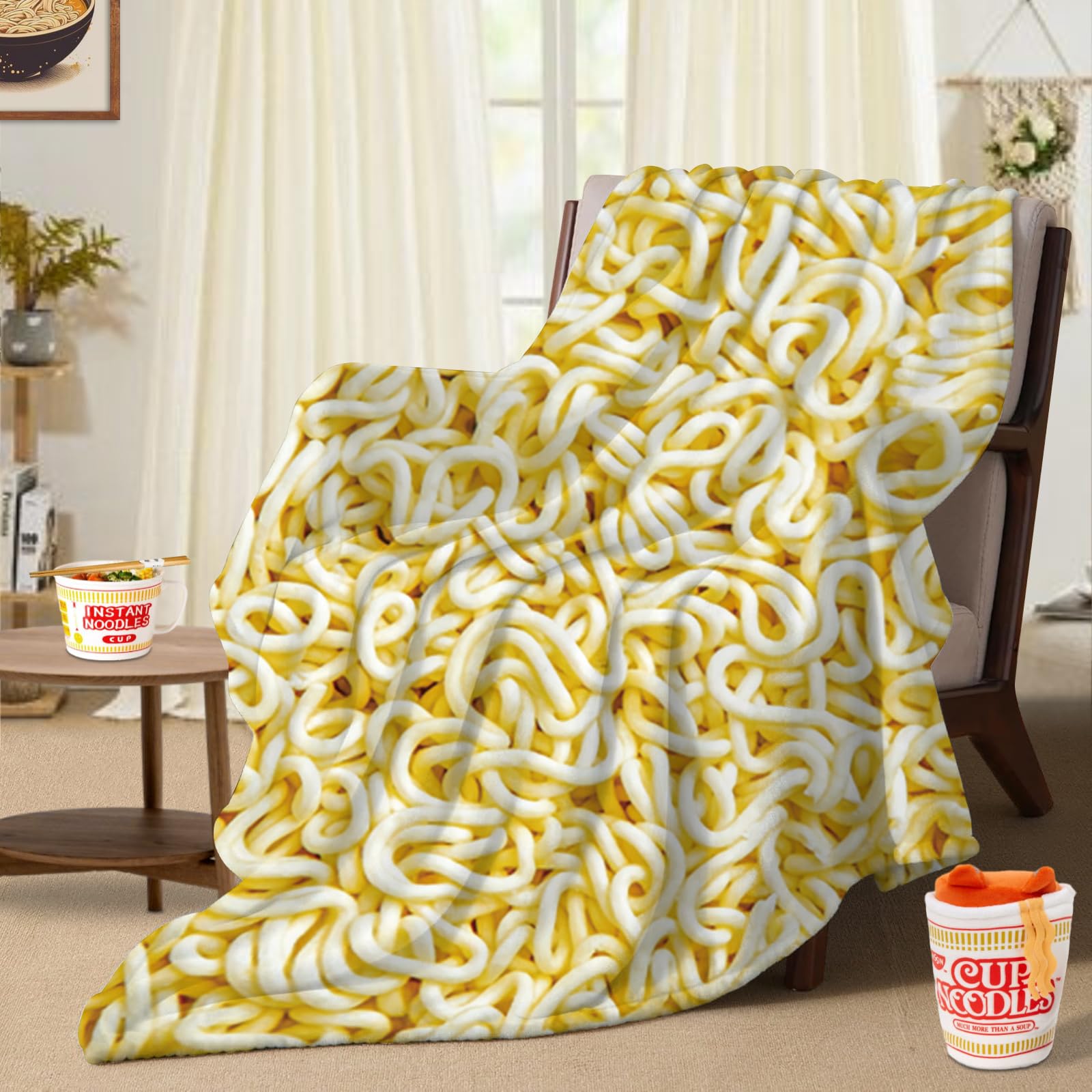 Sofevaim Noodles Ramen Blanket Realistic Food Blanket, Dad Blanket Birthday Gifts For Son From Dad, Funny Throw Blanket For Couc