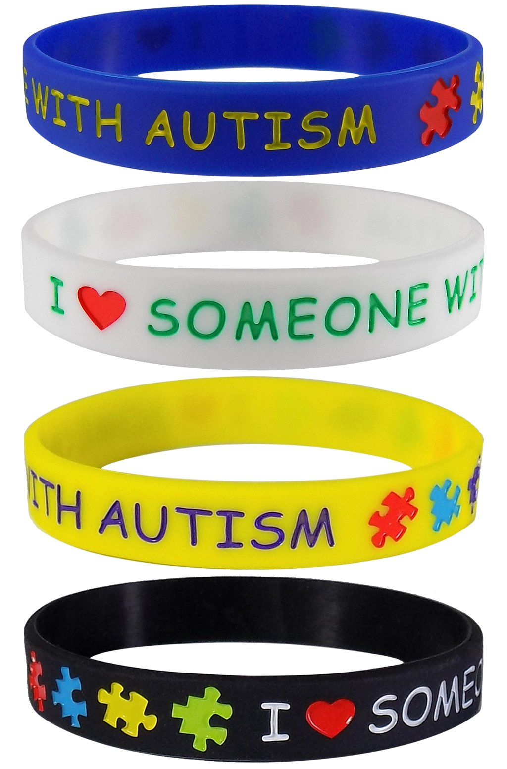 Max Petals - I Love Someone With Autism - Silicone Wristbands (4 Pack)
