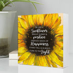 Be Like A Sunflower Bright Sunny And Positive Uplifting Positive Wooden Sign Desk Decor,Inspirational Wood Block Sign Desk Decor