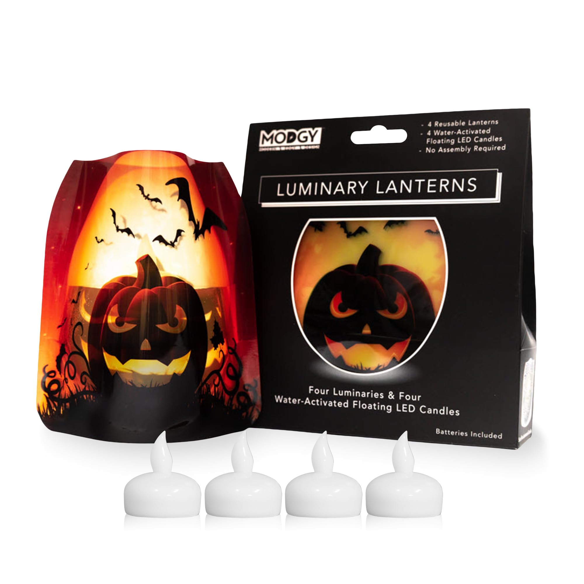 Modgy Luminary Lanterns 4-Pack - Floating LED Candles with Batteries Included - Luminaries are Great for Weddings, Parties, Pati