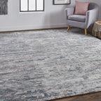 HomeRoots 513351 8 x 10 ft. Blue & Gray Wool Abstract Hand Knotted Rectangle Area Rug