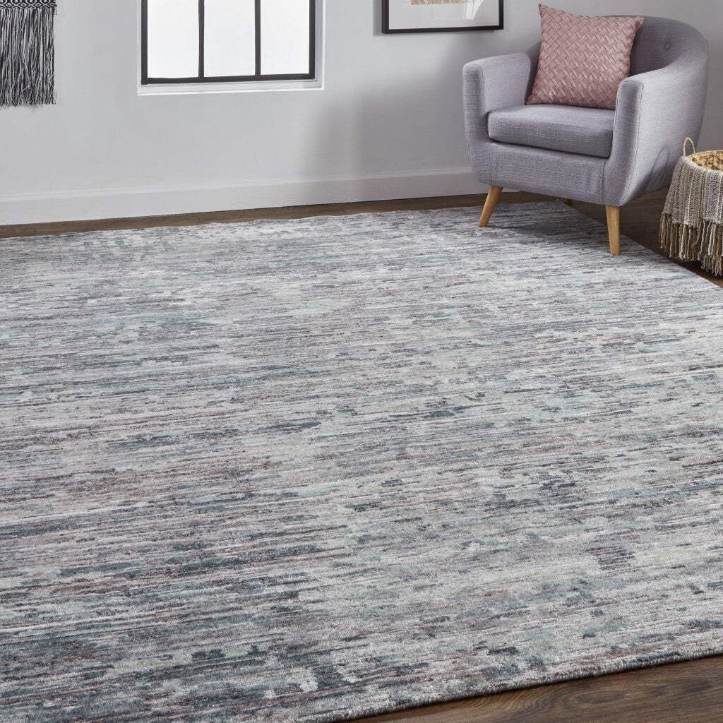 HomeRoots 513351 8 x 10 ft. Blue & Gray Wool Abstract Hand Knotted Rectangle Area Rug