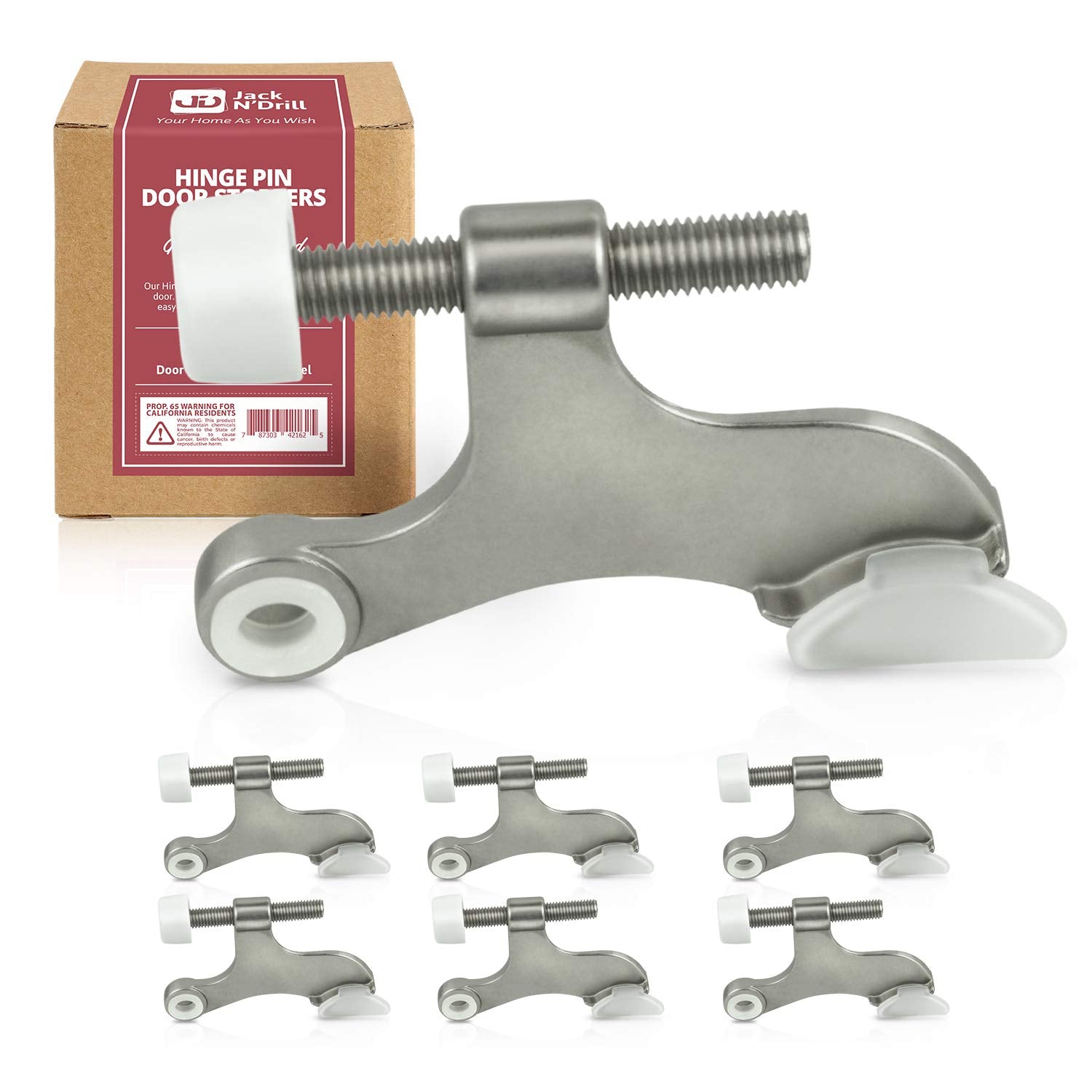 Jack N Drill Hinge Pin Door Stop (7 Pack) - Convenient Door Stopper For Door Hinges | Durable, Heavy Duty Metal Construction For