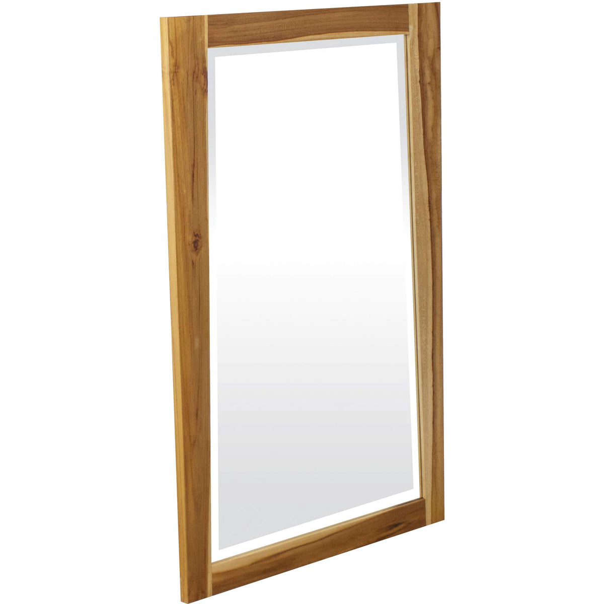 HomeRoots Natural Brown Solid Teak Wall Mirror in Natural Finish