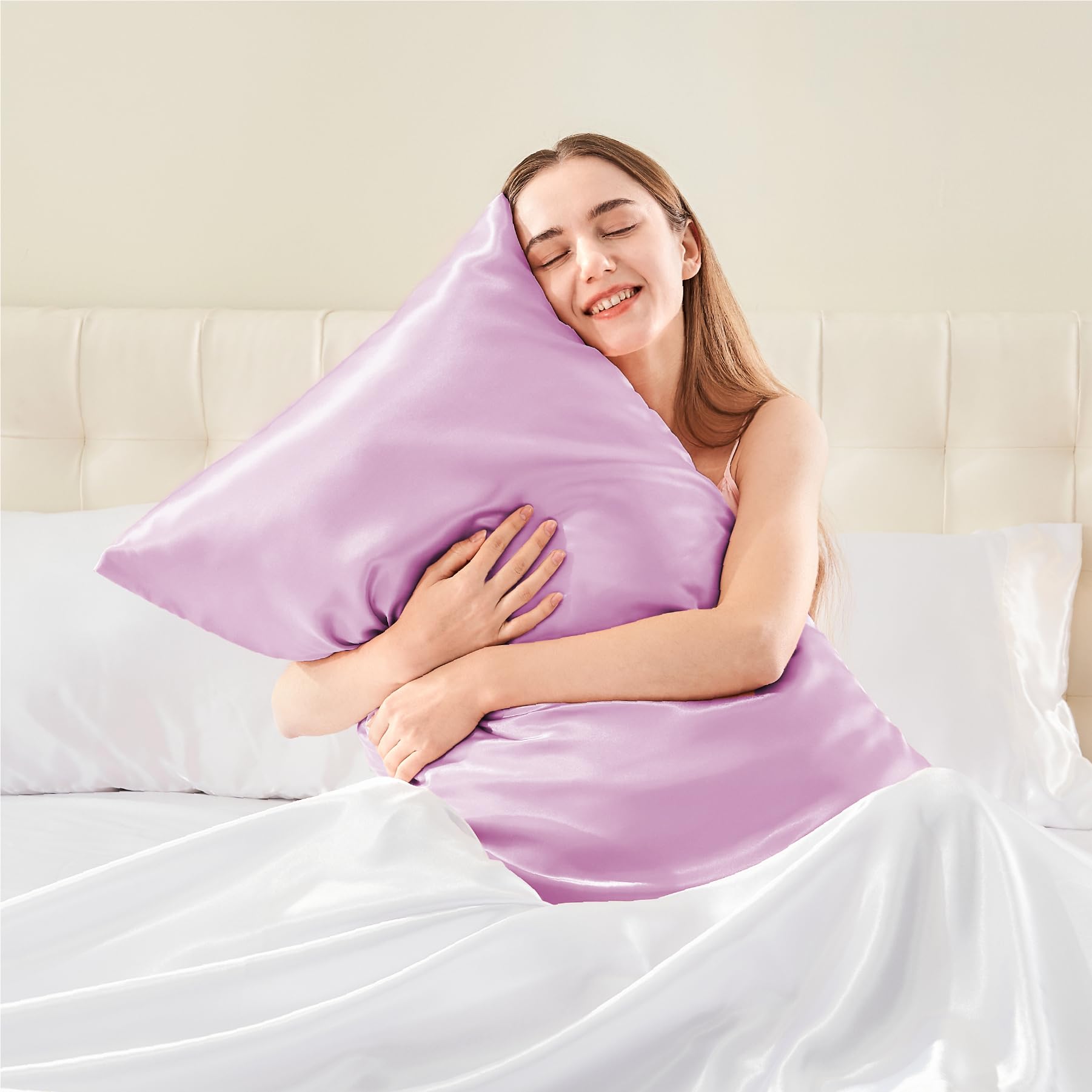 Bedelite Satin Pillowcase With Zipper 2 Pack, Pink Pillow Cases Standard Size, Super Soft And Cooling Similar To Silk Pillow Cas
