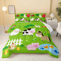 Qoomo Farm Animal Comforter,Pig Cow Sheep Comforter Set For Kids Teens Girls Boys,3Pcs Bedding Set Printed Comforter With 2 Pill