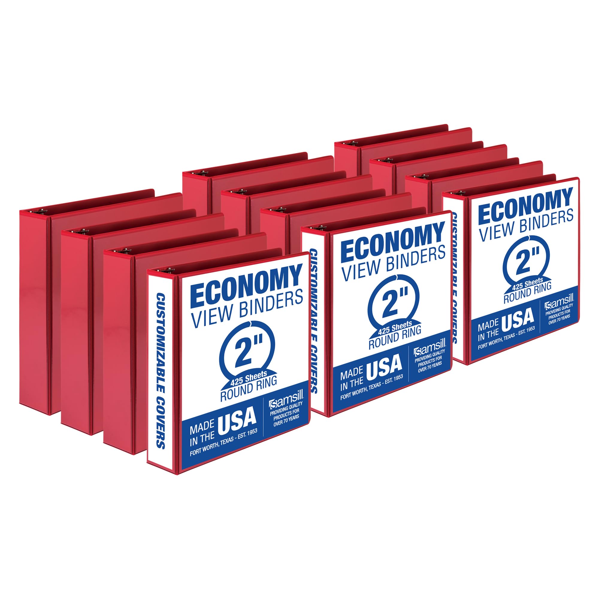 Samsill 2 Inch 3 Ring Binders, Made In Usa, Economy Round Ring, Clear View Cover, 425 Sheet Capacity - For School, Home, Office