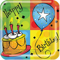 Creative Converting Cake Celebration Square Paper Plates-8 pcs-7'', Dessert