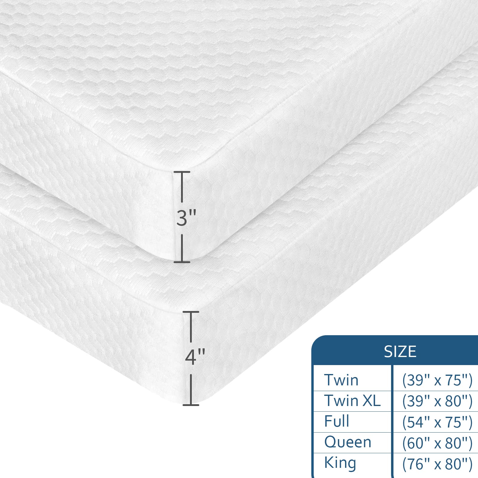 Moonsea Mattress Topper Cover (Cover Only) Twin Size, 3-4 Inch Zippered Viscose Made From Bamboo Cover For Latex Mattress Topper