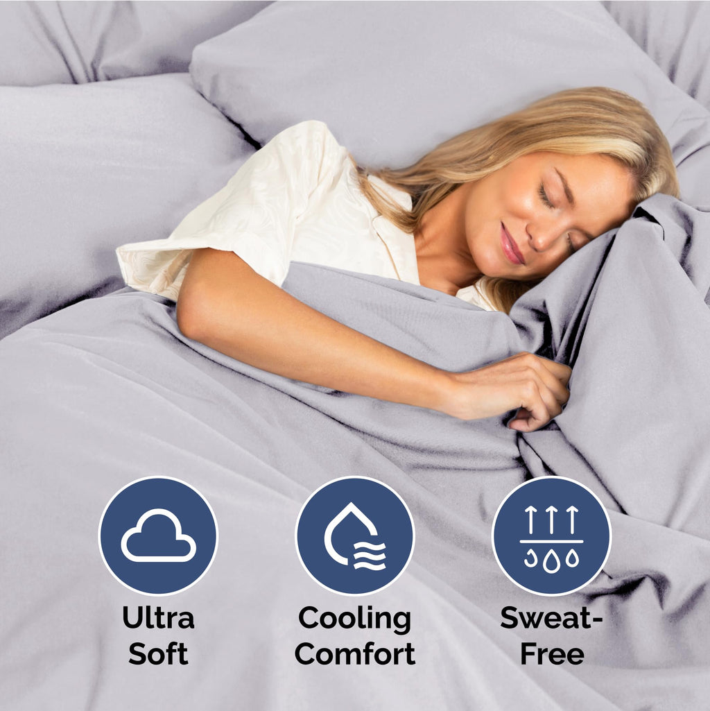 Full Size 4 Piece Sheet Set - Extra Soft, Breathable & Cooling Sheets - Hotel Luxury Durable Bed Sheets For Women & Men - Deep Pockets, Easy-Fit & Wrinkle-Free Sheets - Light Lilac Oeko-Tex Bed Sheets