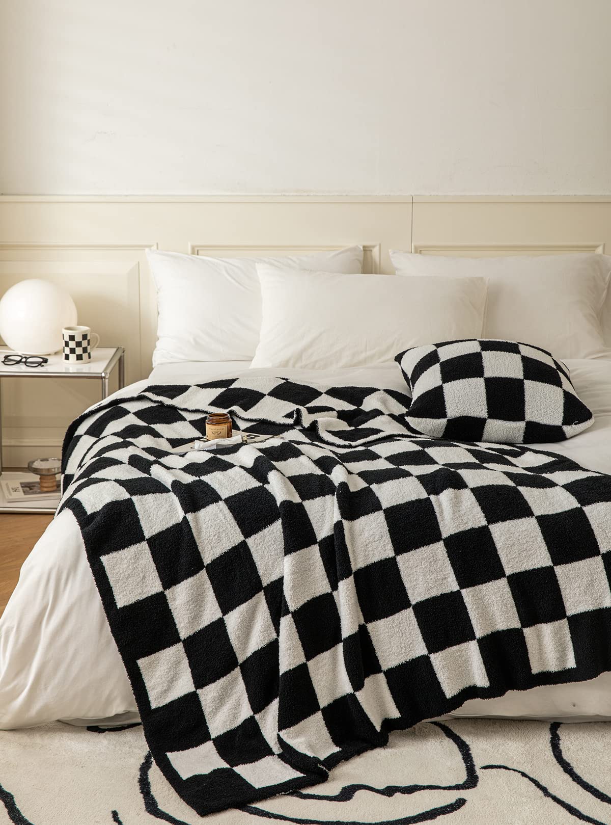 Ultra Soft Cozy Buffalo Checkerboard Grid Fluffy Microfiber Knitted Throw Blanket Lightweight Checkered Bed Blanket For Sofa Cou