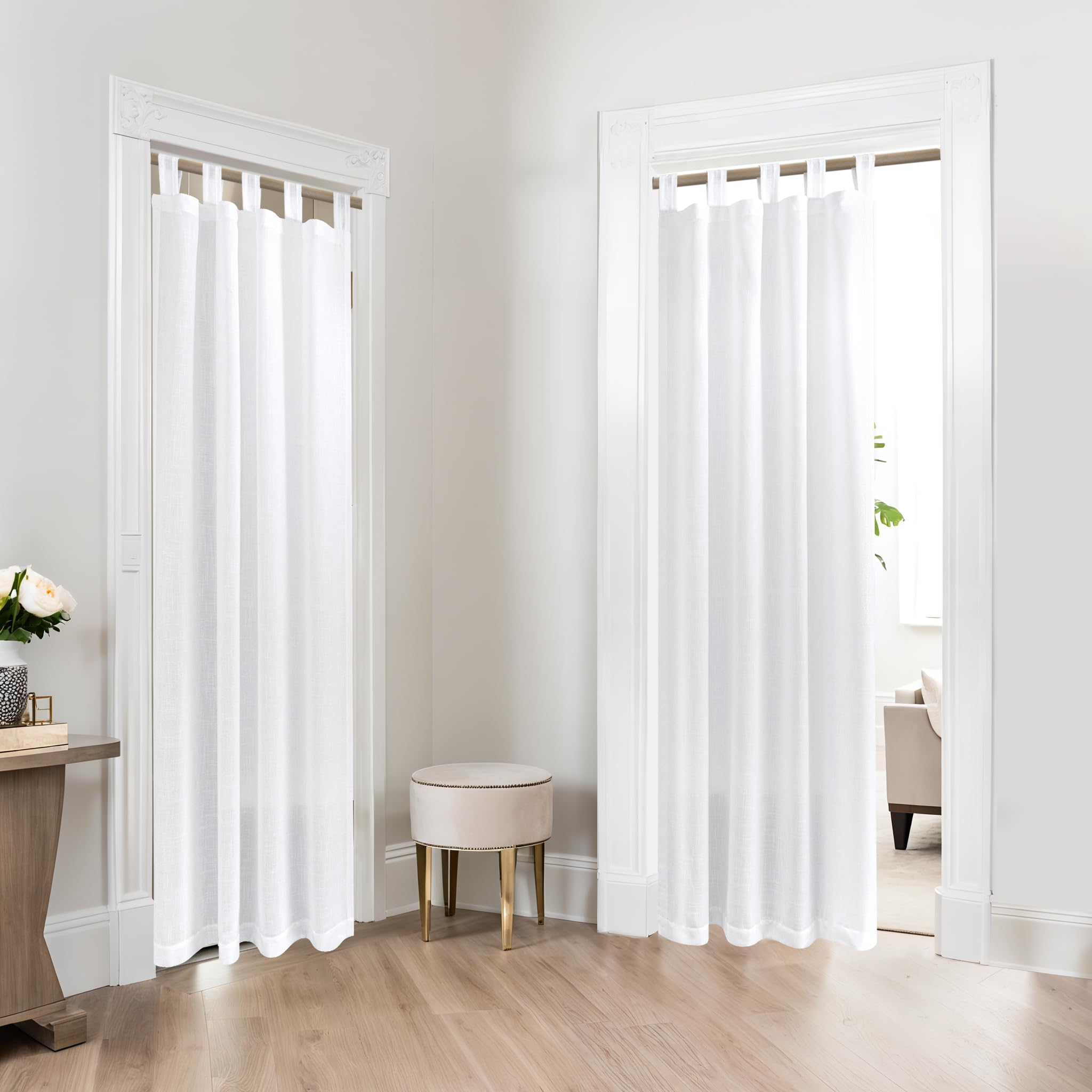 Koufall Closet Curtain For Open Closet Door,Linen Sheer Dorm Curtains For College Room,78 Inches Long,White