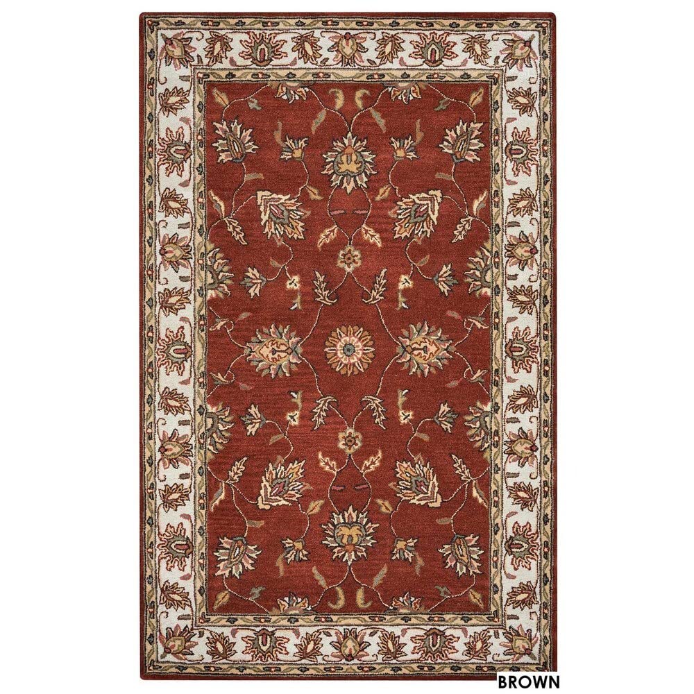 Rizzy Home Alora Decor Sareena 8' Round Border Rust/Taupe/Sage/Tan/Khaki Area Rug