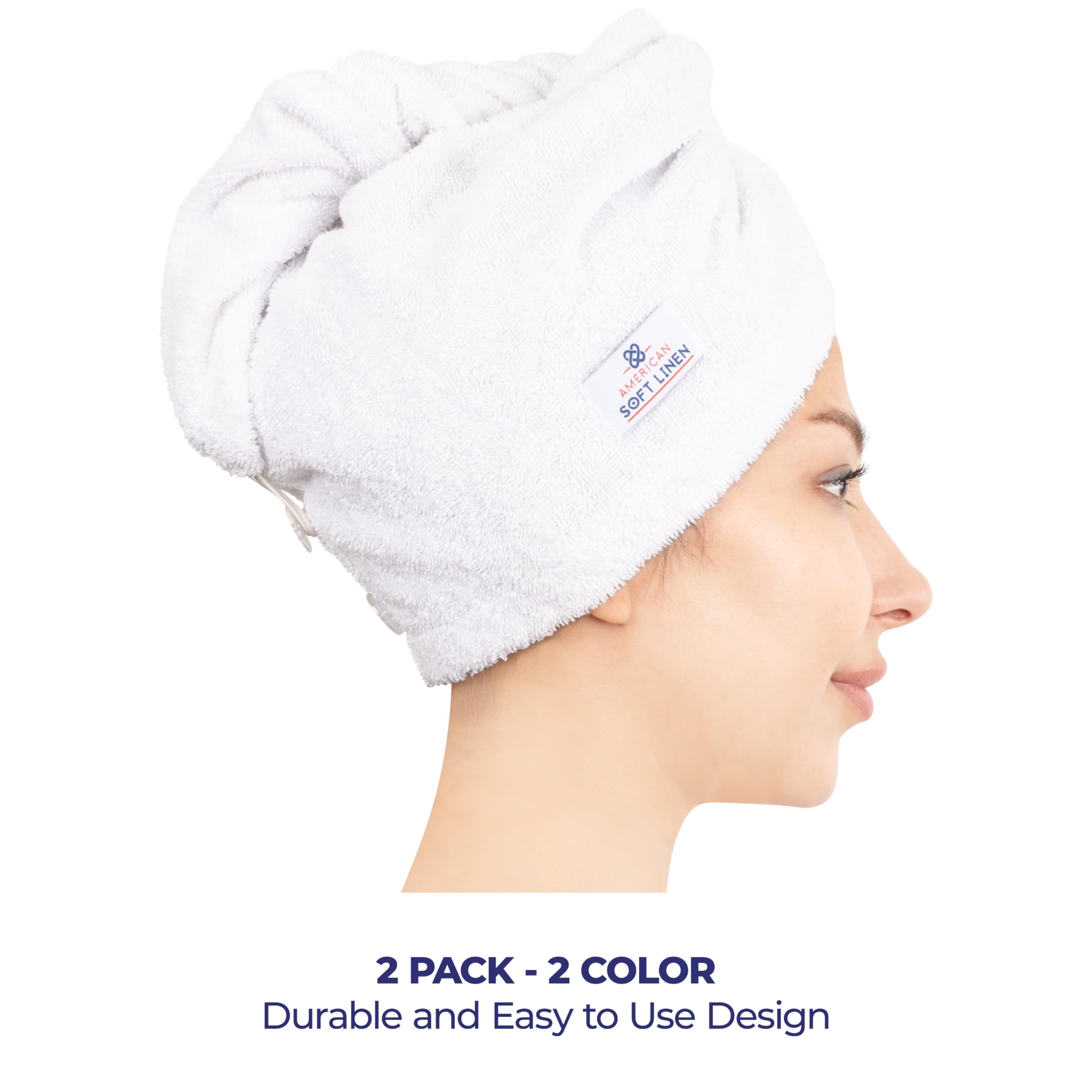 American Soft Linen 100% Cotton Hair Towels For Women, Head Towel Cap, Cotton Hair Turban Towel Wrap For Hair, Soft And Absorben