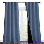Nicetown Cold Reducing Curtains, 100% Sun Blocking Curtains, Sound Proof Drapes With Black Backing, Full Light Blocking Panels F