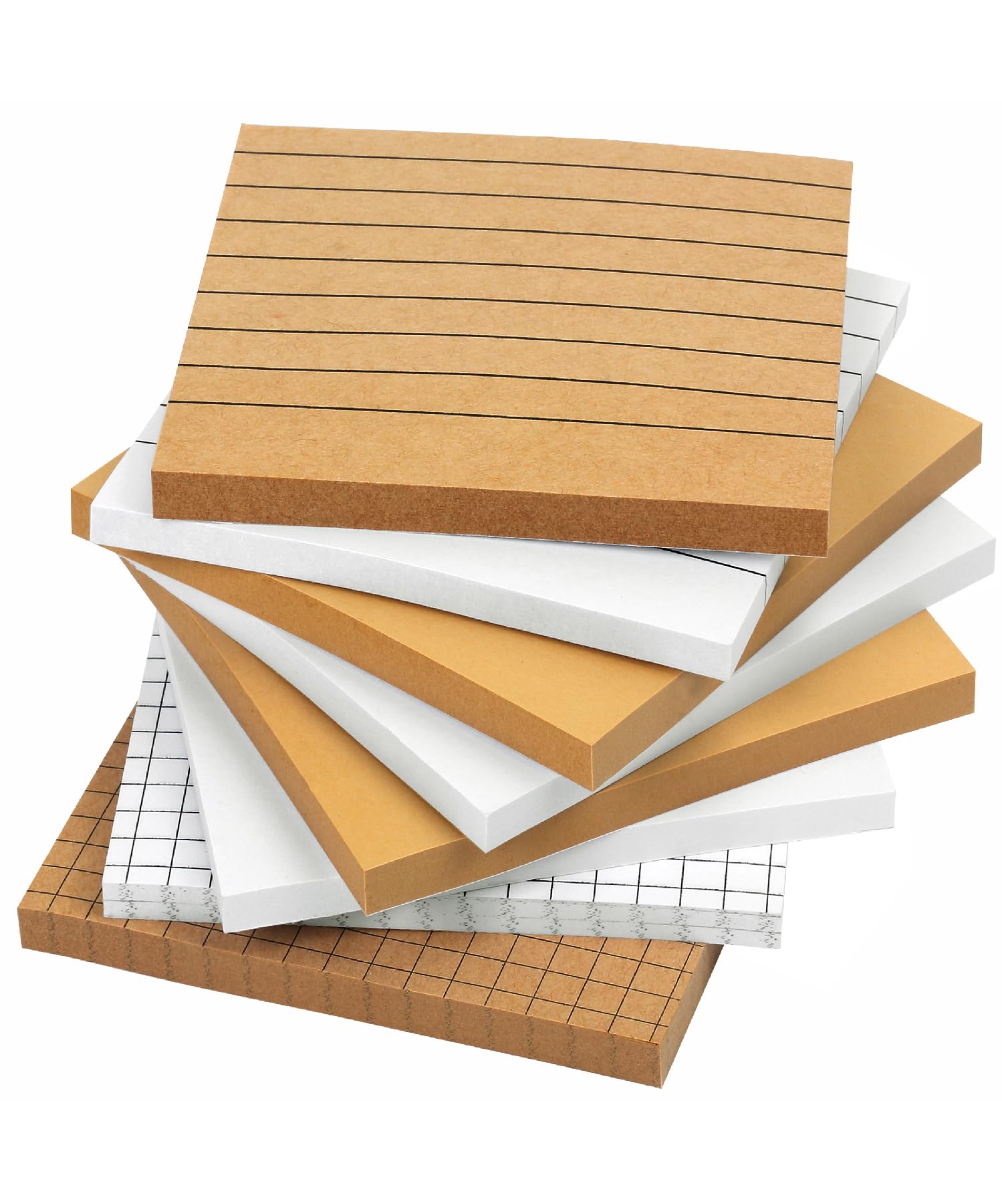 Mr. Pen- Lined Sticky Notes, 3   X3   , 8Pads, 480 Sheets, White & Kraft, Sticky Notes With Lines, Sticky Note, Self-Stick Note