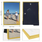 Decanit Gold Metal Thin Edge 5X7 Picture Frames, Gold Thin Profile Photo Frame 5 By 7 Inch,Wall Mount Or Tabletop