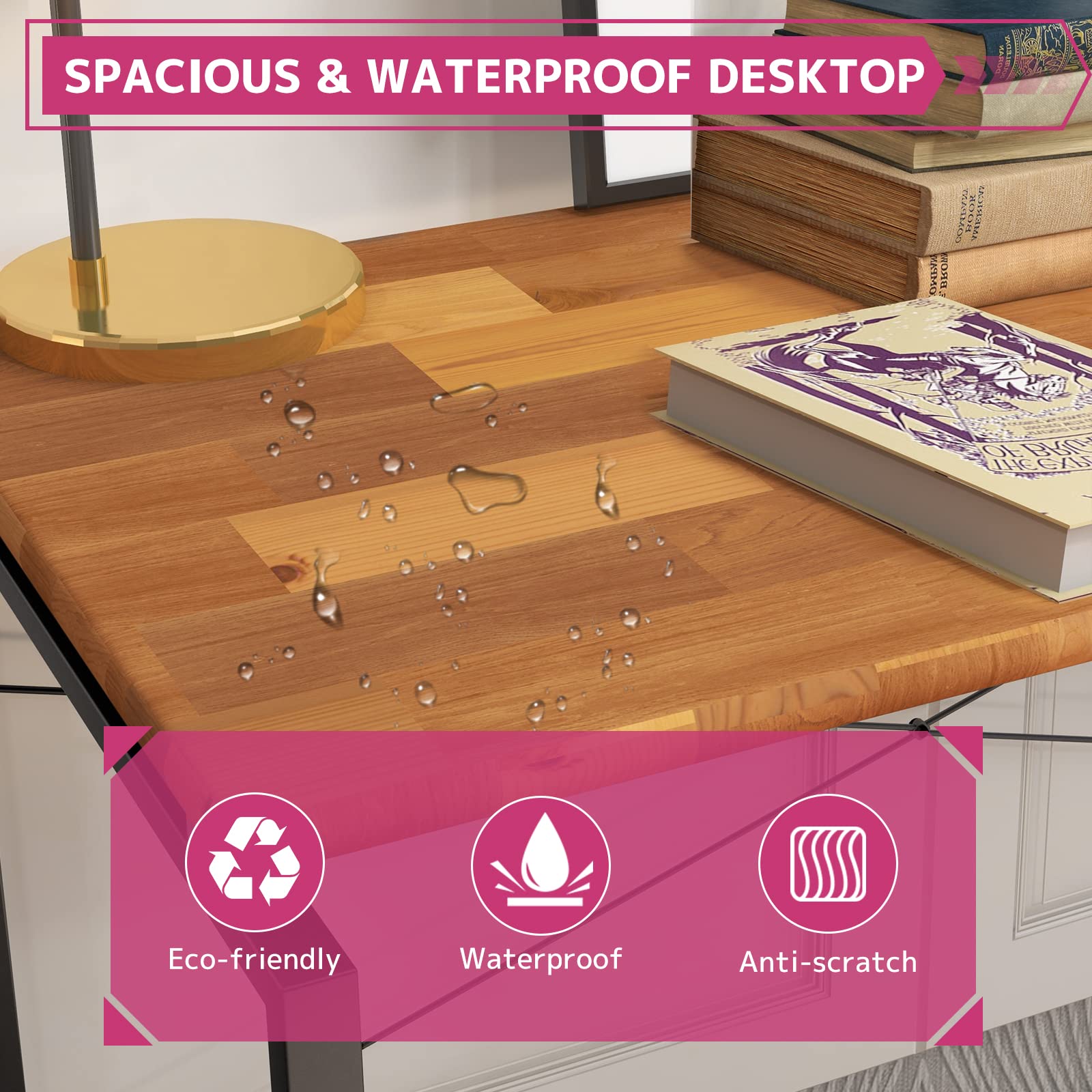 Acme Jurgen Wooden Rectangle Top Writing Desk in Oak and Black