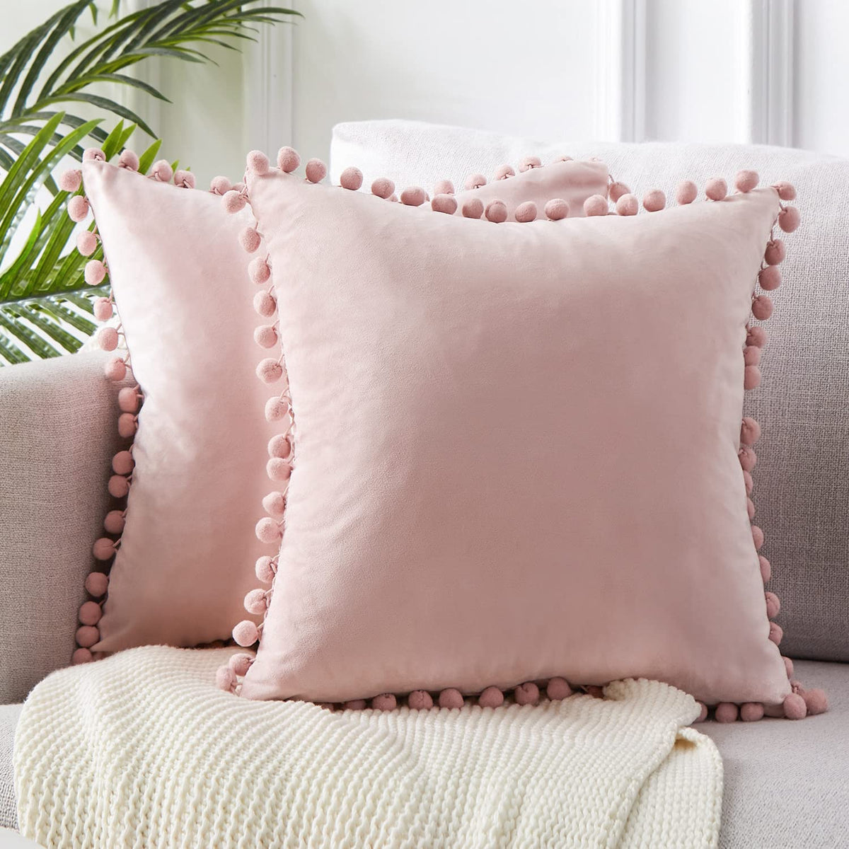 Top Finel Blush Pink Throw Pillow Covers 22X22 Set Of 2 Aesthetic Decorative Sofa Pillow Covers Soft Velvet Cushion Cover Pillow