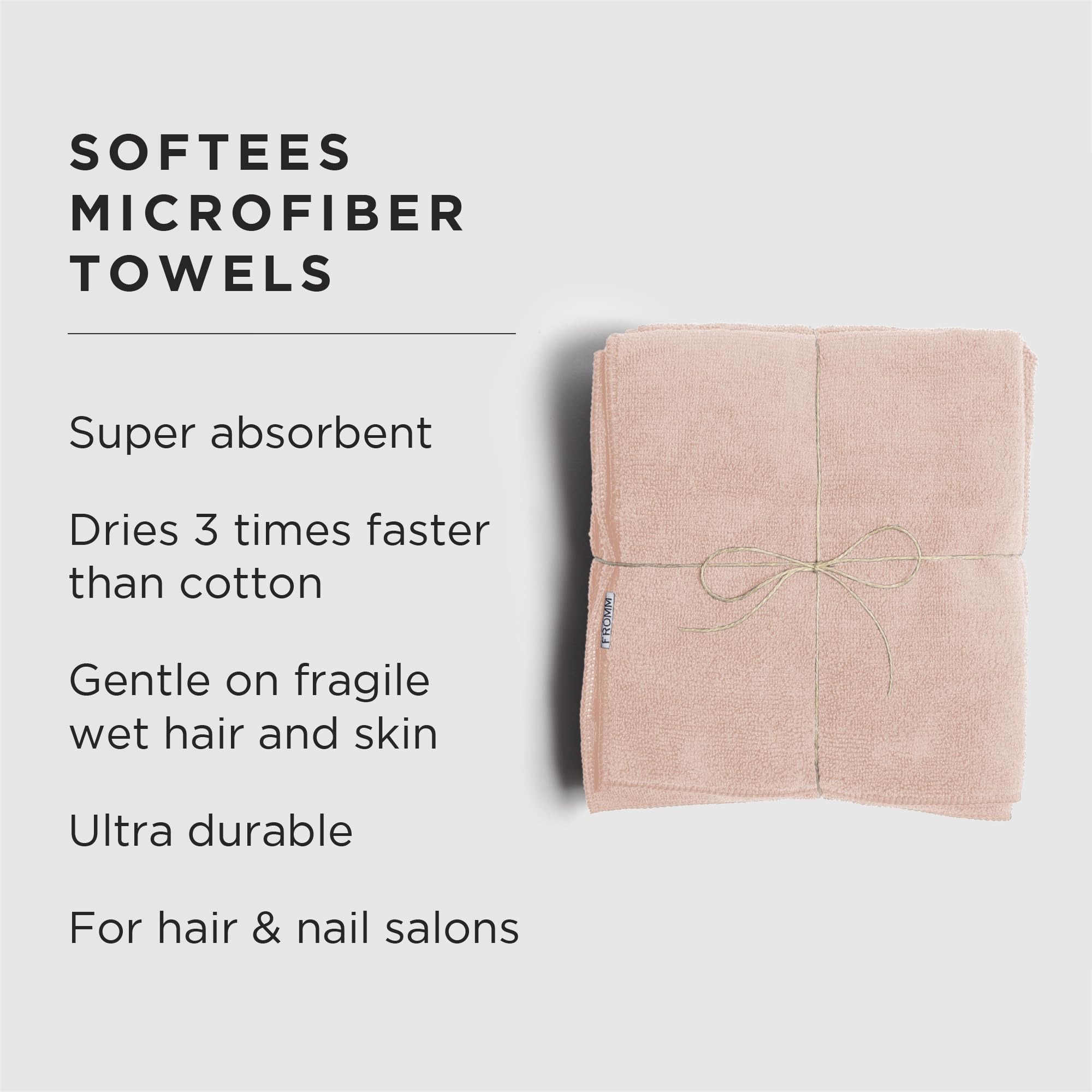 Fromm Softees Microfiber Salon Hair Towels For Hairstylists, Barbers, Spa, Gym In Light Pink, 16' By 29', 10 Count Perfect Hai