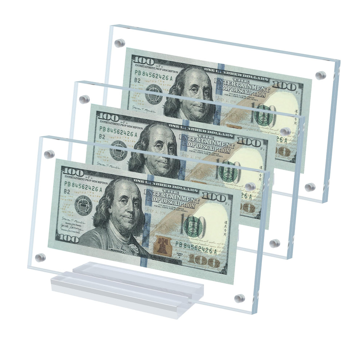 3 Pcs Dollar Bill Frame Display Acrylic Dollar Bill Holder For Collectors Currency Frame Display Case Double-Sided Transparent T