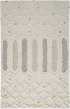 HomeRoots 512811 8 x 10 ft. Ivory Taupe & Tan Wool Geometric Hand Tufted Handmade Stain Resistant Rectangle Area Rug