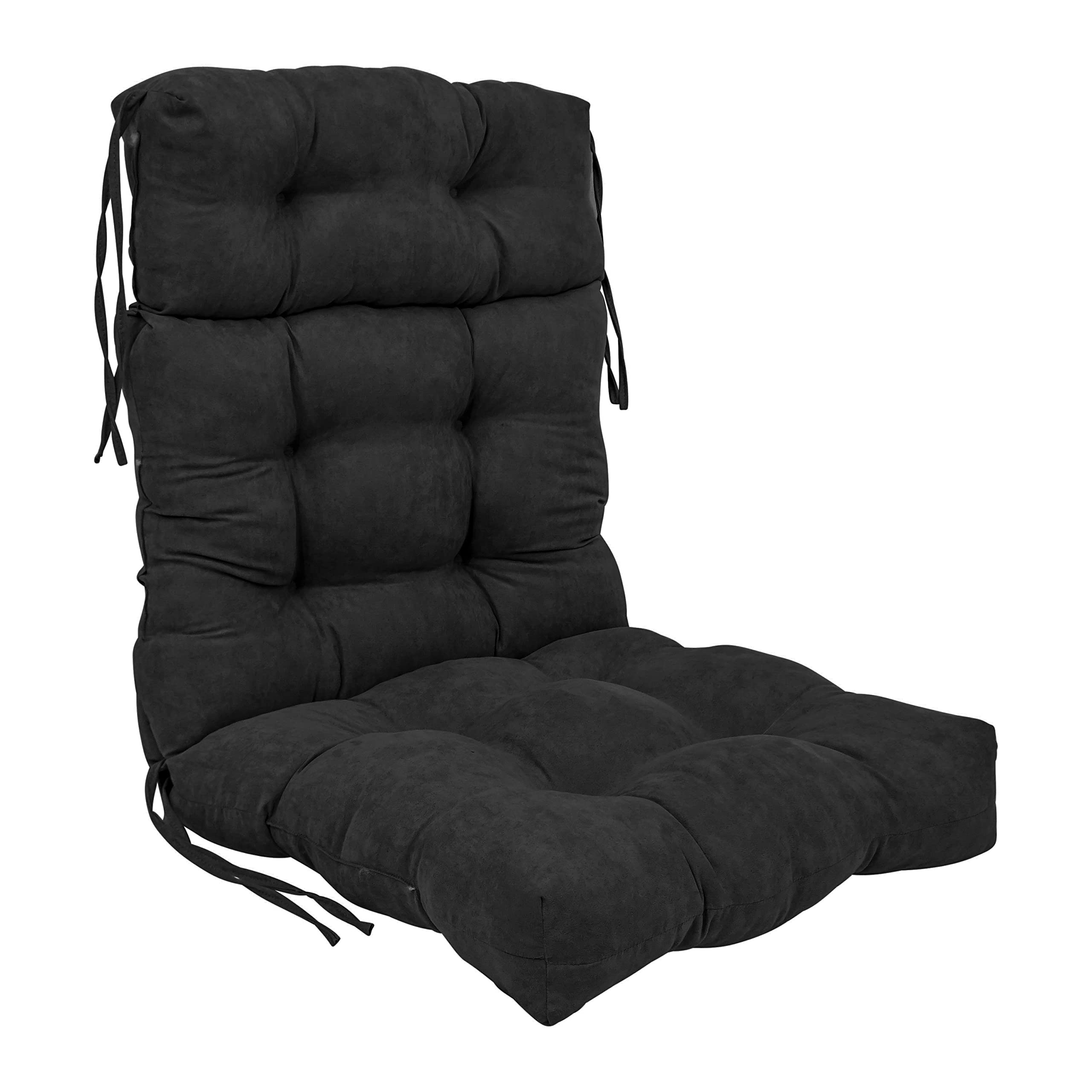 Blazing Needles 20 42-inch Microsuede Seat/Back Tufted Chair Cushion, 20 x 42, Black