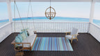 Mad Mats Outdoor Rug, Reversible Plastic Mat For Patio Porch, Deck, Kithchen, Stripes, (2.5' X 6', Grey Aqua)