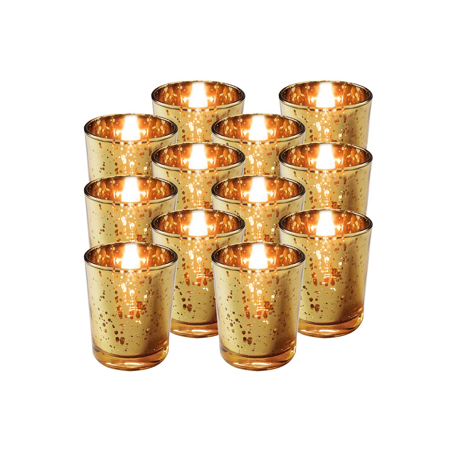 Royal Imports Gold Mercury Glass Votive Candle Holder, Table Centerpiece Tealight Decoration for Elegant Dinner, Party, Wedding,