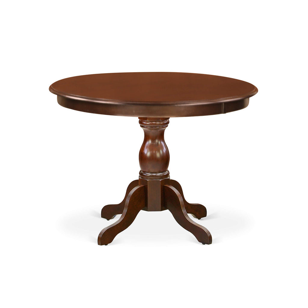 East West Furniture HBBO5-MAH-W 5 Piece Dining Set Includes a Round Dining Table with Pedestal and 4 Kitchen Chairs, 42x42 Inch, Mahogany