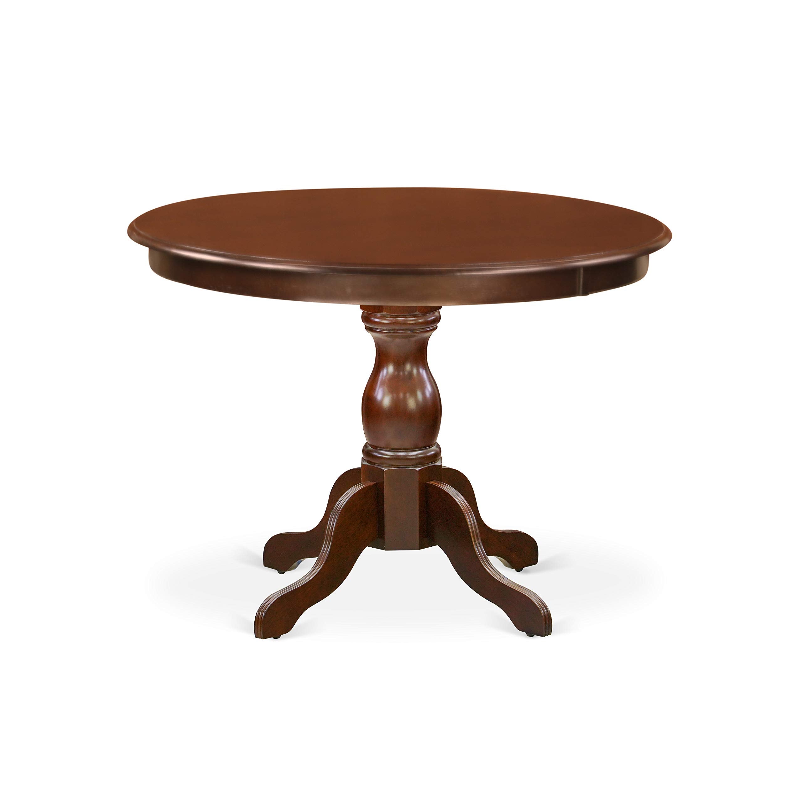 East West Furniture HBCL5-MAH-W 5 Piece Dining Room Furniture Set Includes a Round Kitchen Table with Pedestal and 4 Dining Chairs, 42x42 Inch, Mahogany