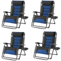 Foristrail Zero Gravity Chair Set of 4 Oversized Folding Recliner, Padded Anti Gravity Lounge Chair with Adjustable Pillow & Cup