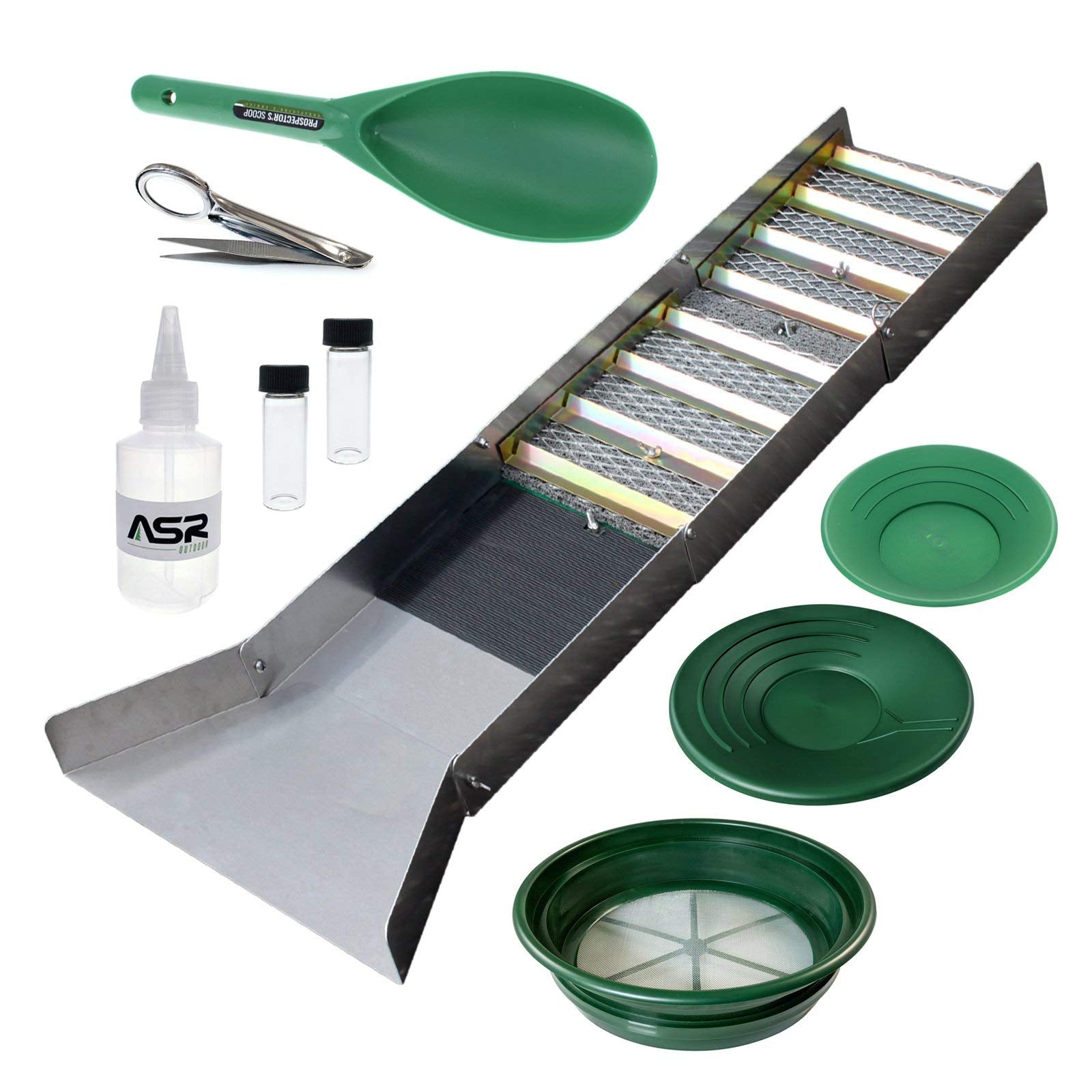Asr Outdoor Sluice Box Gold Prospecting Kit Classifier 10Pc Set