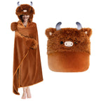 Mewaii Wearable Oversized Blanket Hoodie For Adults, Highland Cow Blanket Hooded Cloak, Warm And Cozy Flannel Cute Blanket Hoodi