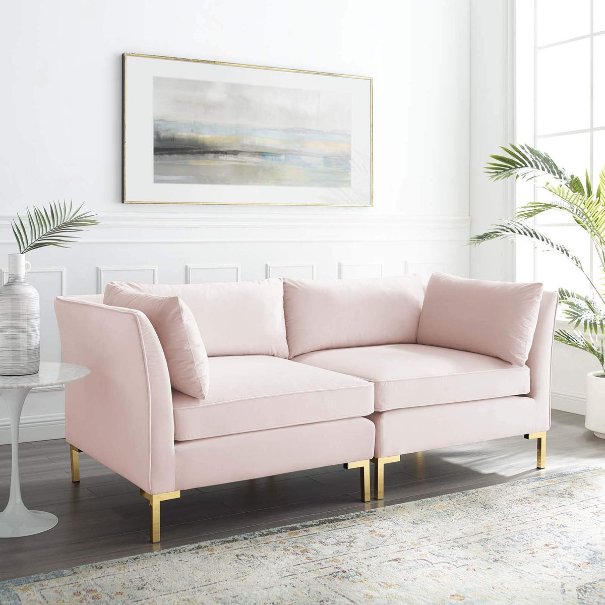 Modway Ardent Performance Velvet Loveseat, Pink